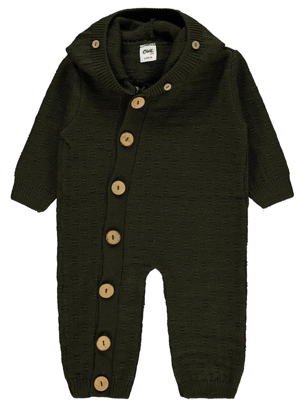 Civil Baby Yandan Açılımlı Tiktak Band Detaylı 6-18 Ay Tulum - Haki