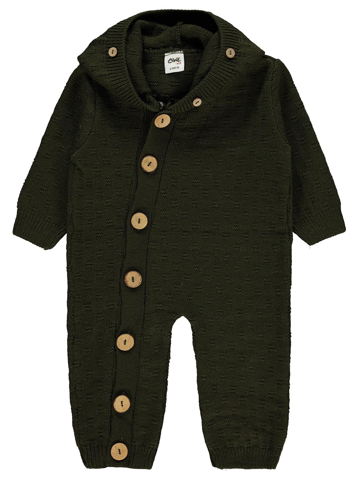 Civil Baby Yandan Açılımlı Tiktak Band Detaylı 6-18 Ay Tulum - Haki