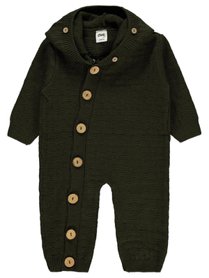 Civil Baby Yandan Açılımlı Tiktak Band Detaylı 6-18 Ay Tulum - Haki