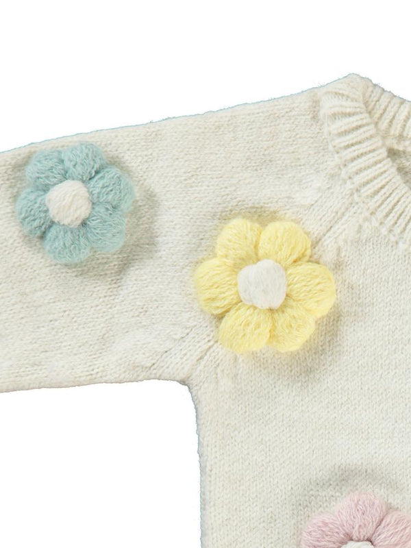 Civil Baby Çiçek Nakışlı 6-18 Ay Hırka - Ekru