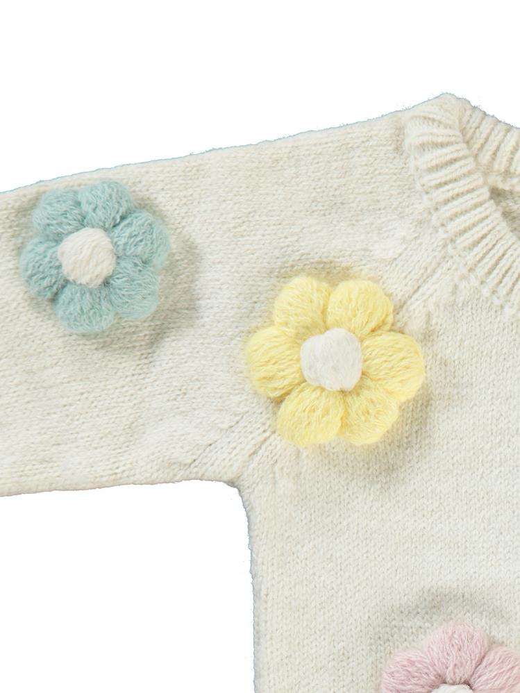 Civil Baby Çiçek Nakışlı 6-18 Ay Hırka - Ekru