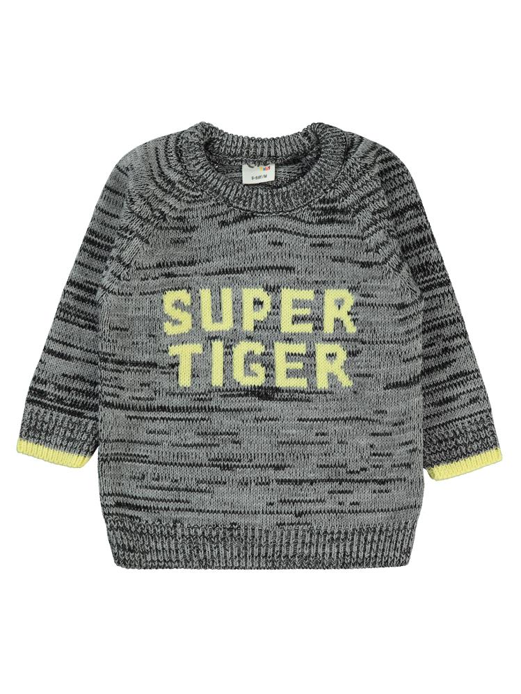 Civil Baby Super Tiger Yazılı 6-18 Ay Kazak - Gri