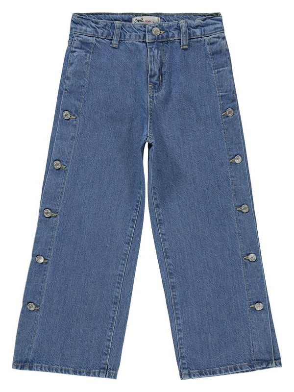 Civil Girls Düğmeli 6-9 Yaş Pantolon - Mavi