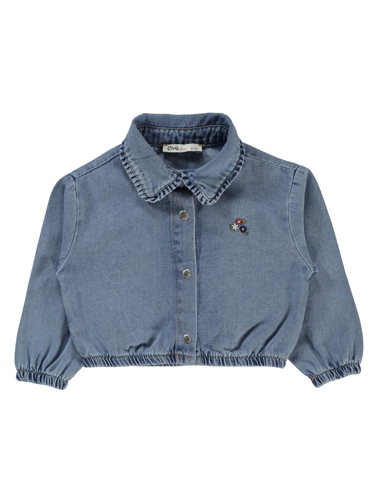 Civil Girls Yakası Fırfırlı 2-5 Yaş Gömlek - Mavi