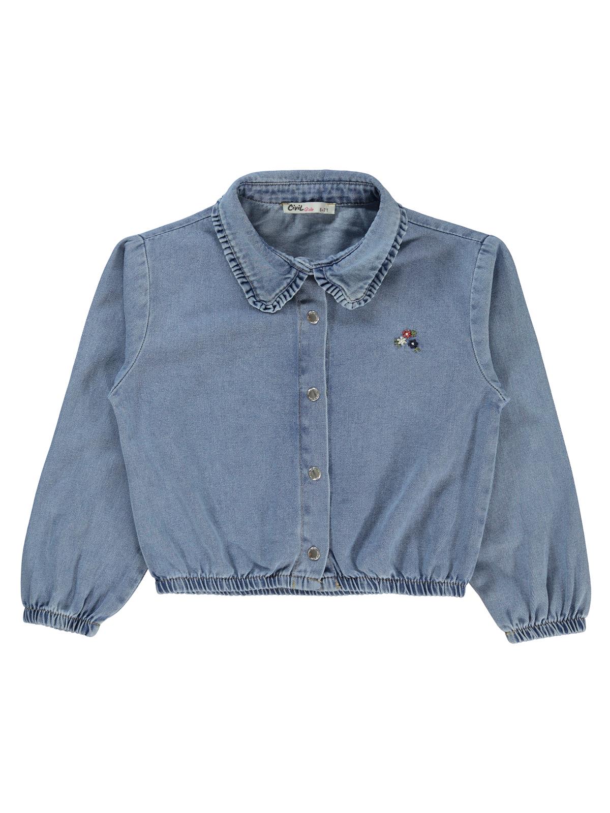 Civil Girls Yakası Fırfırlı 6-9 Yaş Gömlek - Mavi