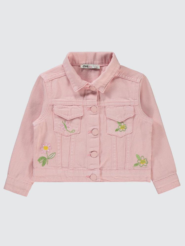 Civil Girls Çiçek Nakışlı 2-5 Yaş Ceket - Pembe