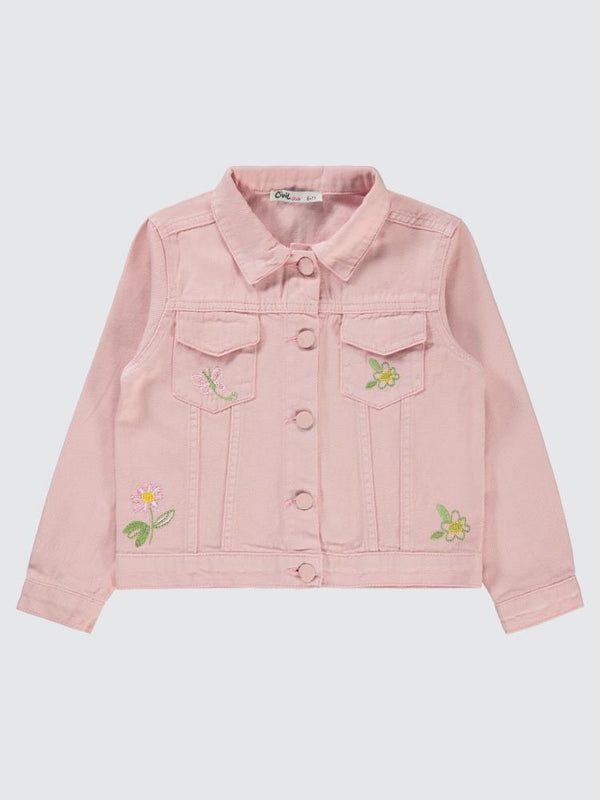 Civil Girls Çiçek Nakışlı 6-9 Yaş Ceket - Pembe