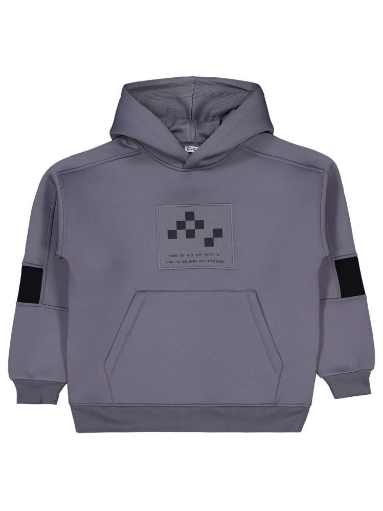 Civil Boys Kordinat Baskılı 10-13 Yaş Sweatshirt - Gri