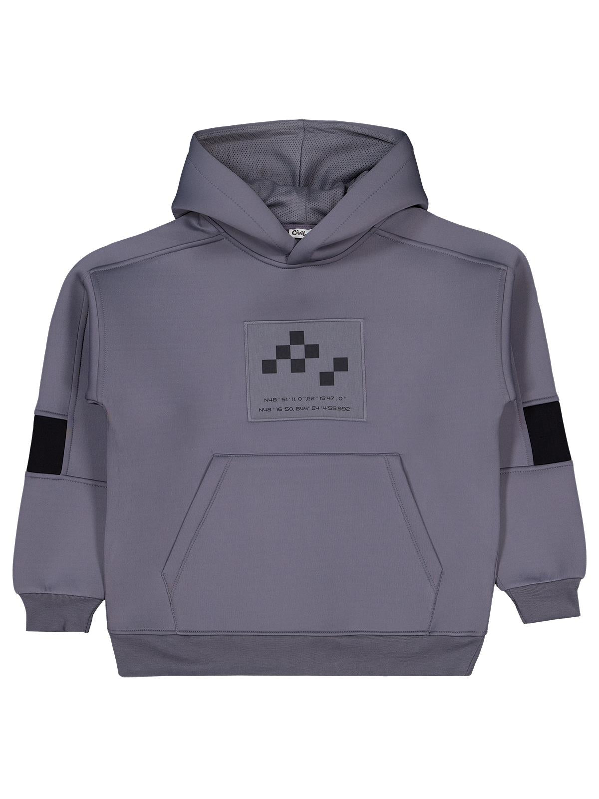 Civil Boys Kordinat Baskılı 10-13 Yaş Sweatshirt - Gri