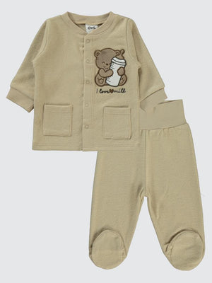Civil Baby Ayıcık Nakışlı 1-6 Ay Pijama Takımı - Kahverengi
