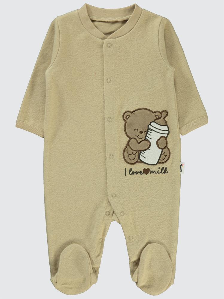 Civil Baby Ayıcık Nakışlı 1-6 Ay Tulum - Kahverengi