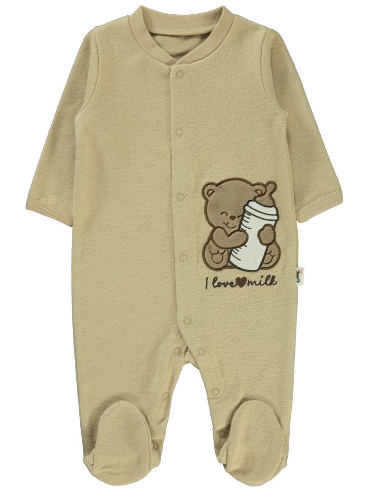Civil Baby Ayıcık Nakışlı 1-6 Ay Tulum - Kahverengi