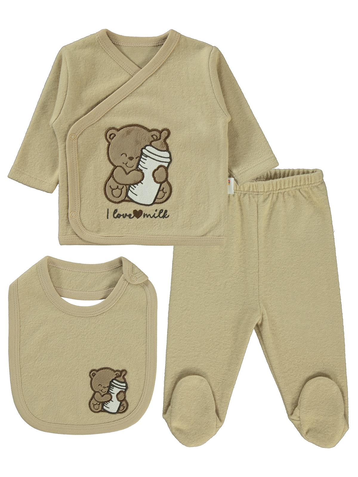 Civil Baby Ayıcık Nakışlı Zıbın Takımları - Kahverengi