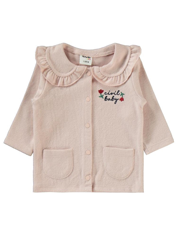 Civil Baby Çiçek Nakışlı 1-6 Ay Pijama Takımı - Pudra