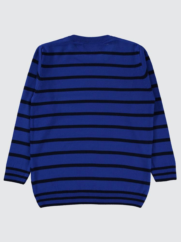 Civil Boys İnce Çizgili Kazak 6-9 Yaş Kazak - Mavi