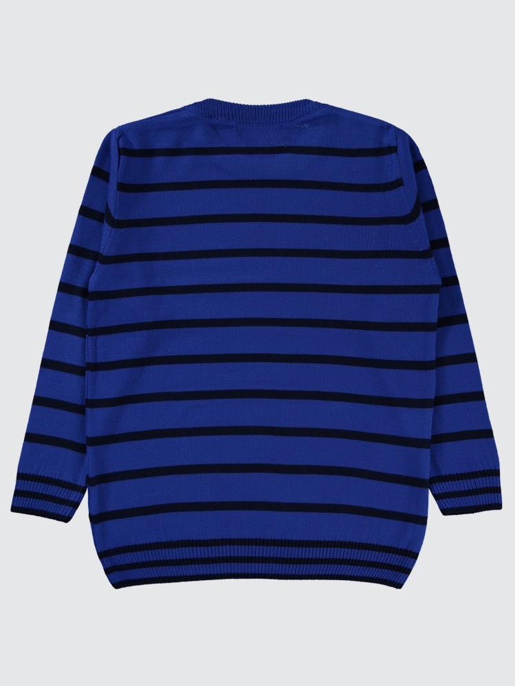 Civil Boys İnce Çizgili Kazak 6-9 Yaş Kazak - Mavi