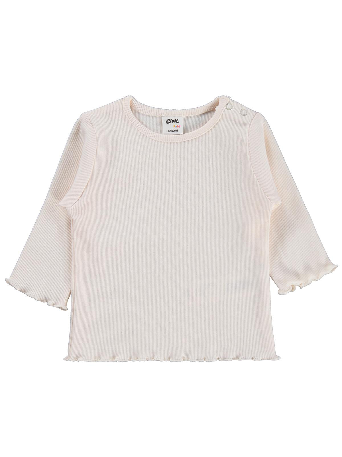 Civil Baby Kol Ucu Detaylı 6-18 Ay Sweatshirt - Fil Dişi