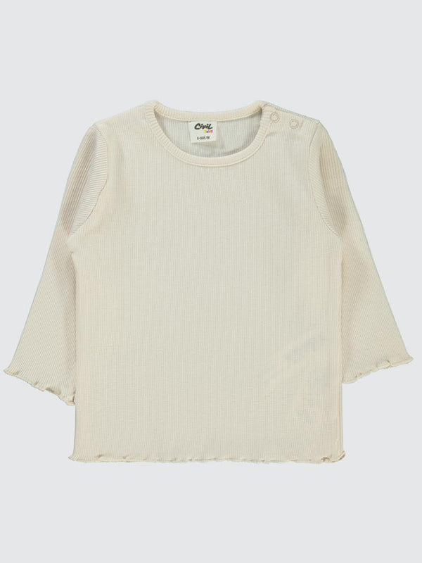 Civil Baby Kol Ucu Detaylı 6-18 Ay Sweatshirt - Fil Dişi