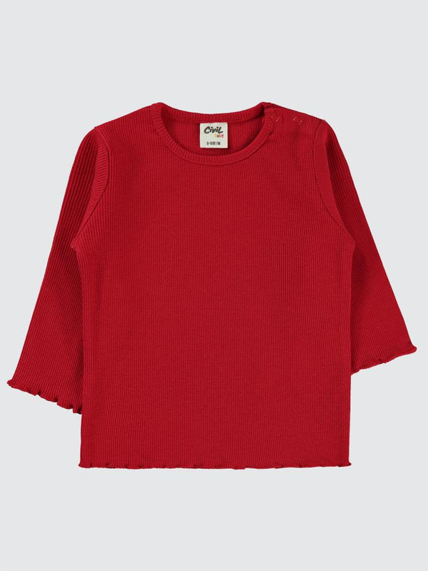 Civil Baby Kol Ucu Detaylı 6-18 Ay Sweatshirt - Kırmızı