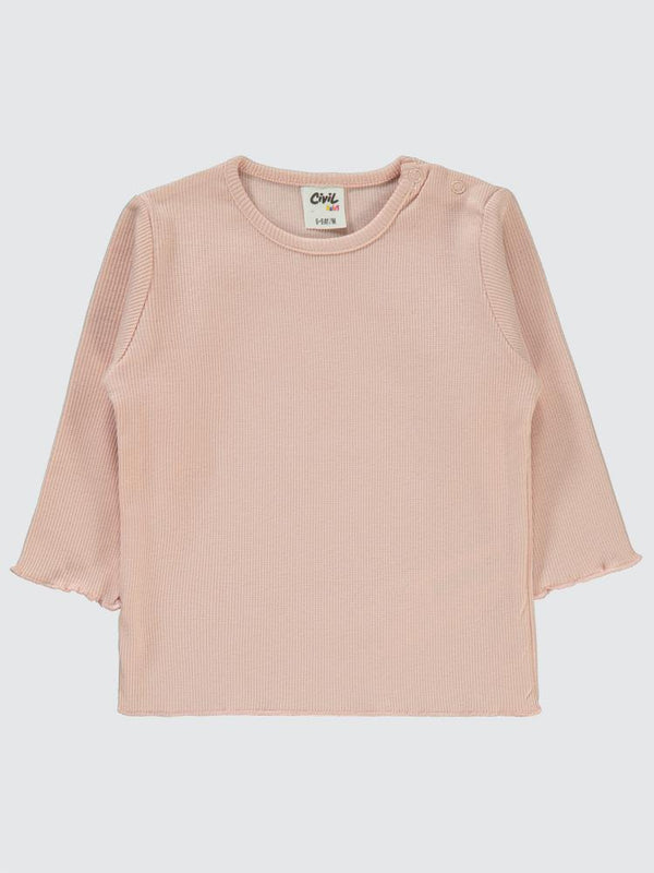 Civil Baby Kol Ucu Detaylı 6-18 Ay Sweatshirt - Pudra