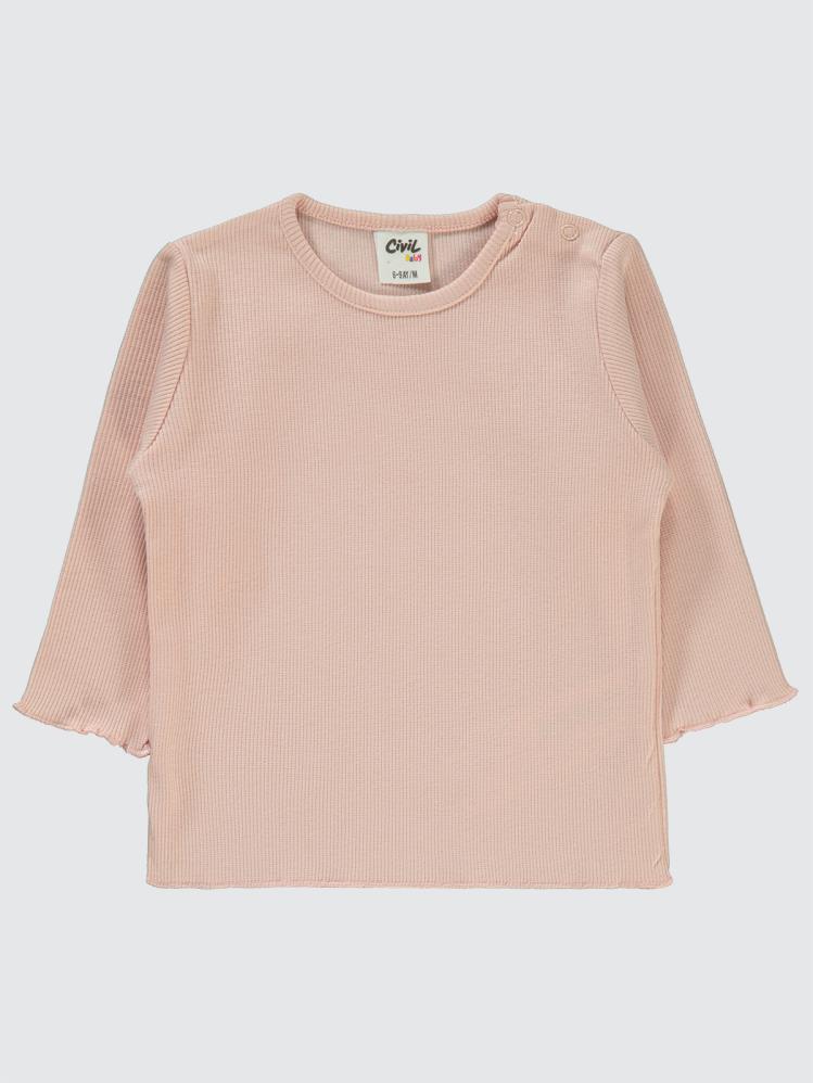 Civil Baby Kol Ucu Detaylı 6-18 Ay Sweatshirt - Pudra