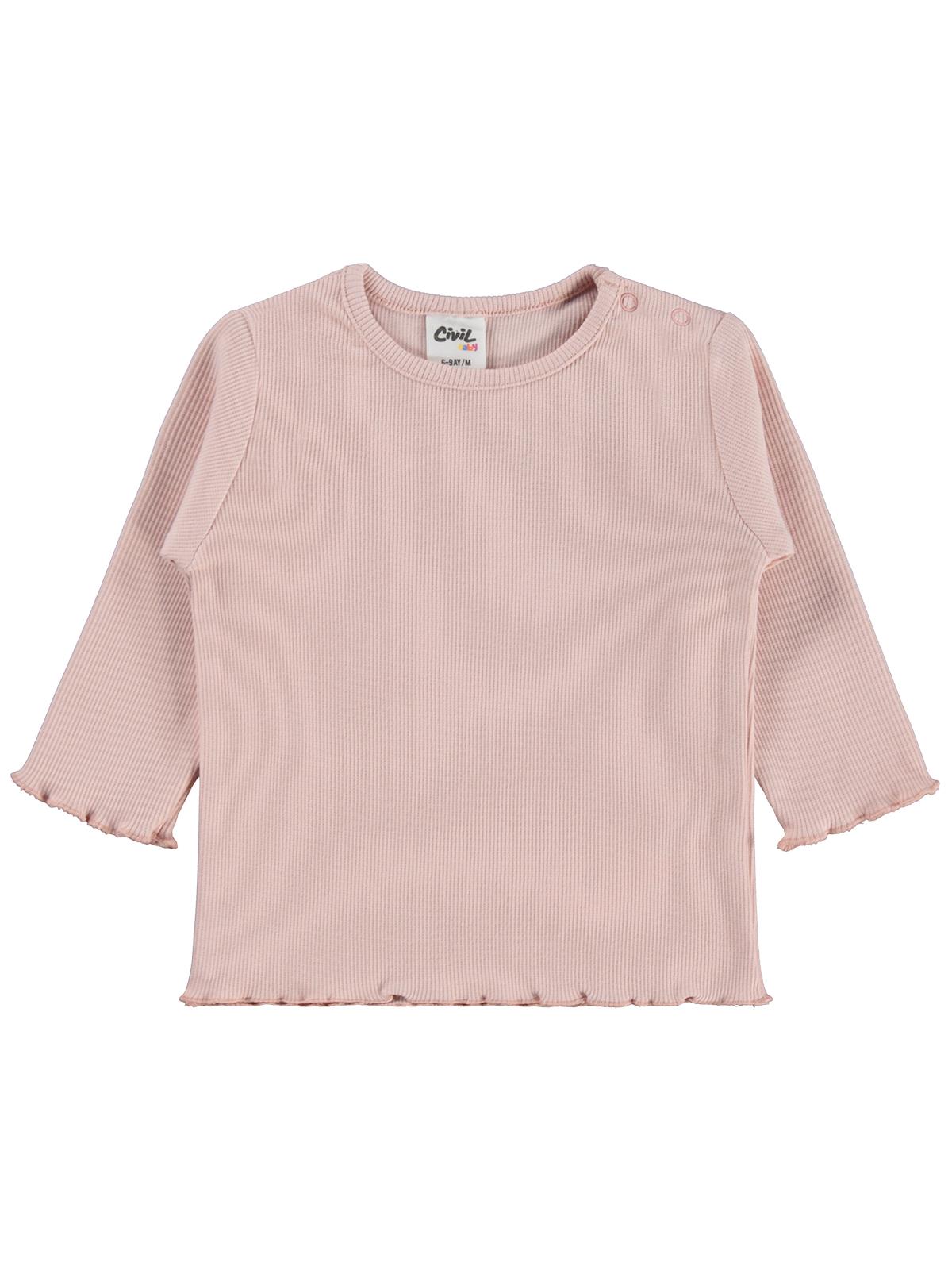 Civil Baby Kol Ucu Detaylı 6-18 Ay Sweatshirt - Pudra