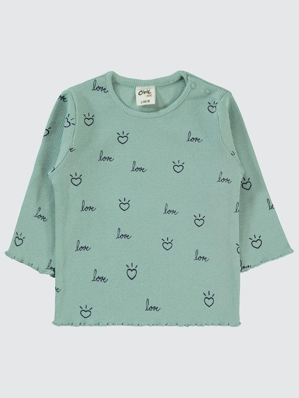 Civil Baby Love Kalp Empirme 6-18 Ay Sweatshirt - Yeşil