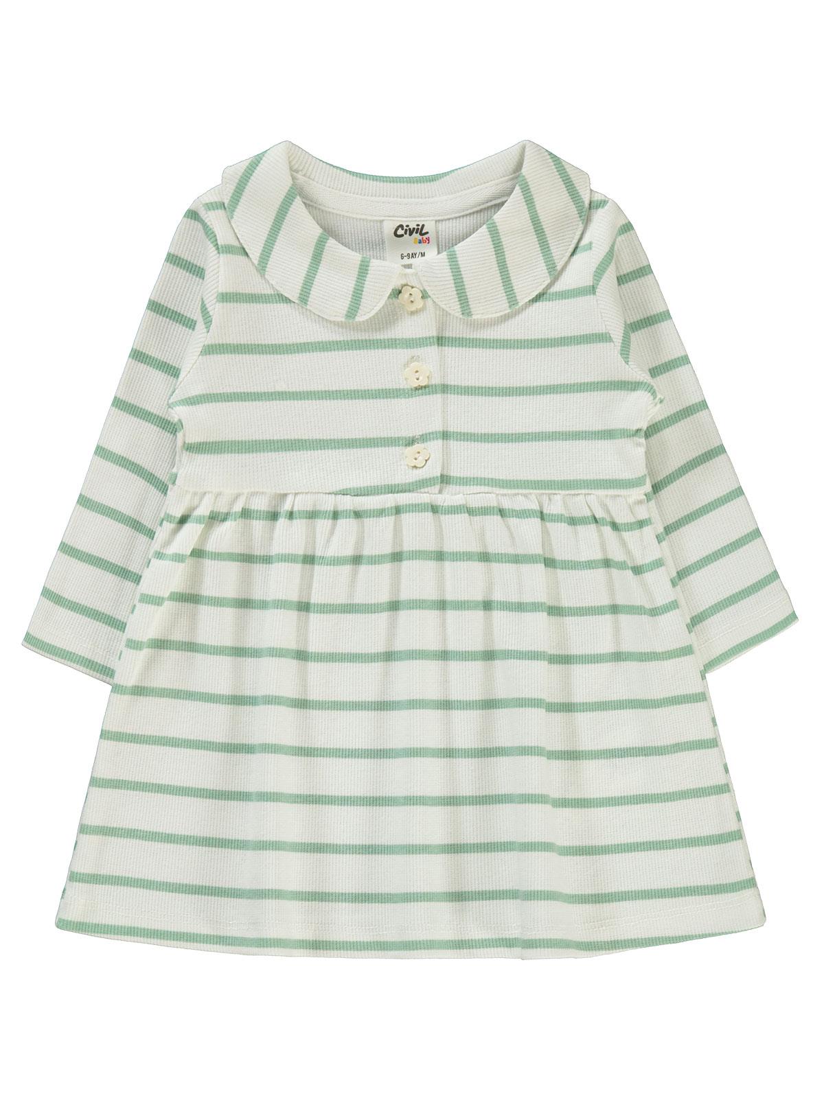 Civil Baby Çizgili 6-18 Ay Elbise - Yeşil