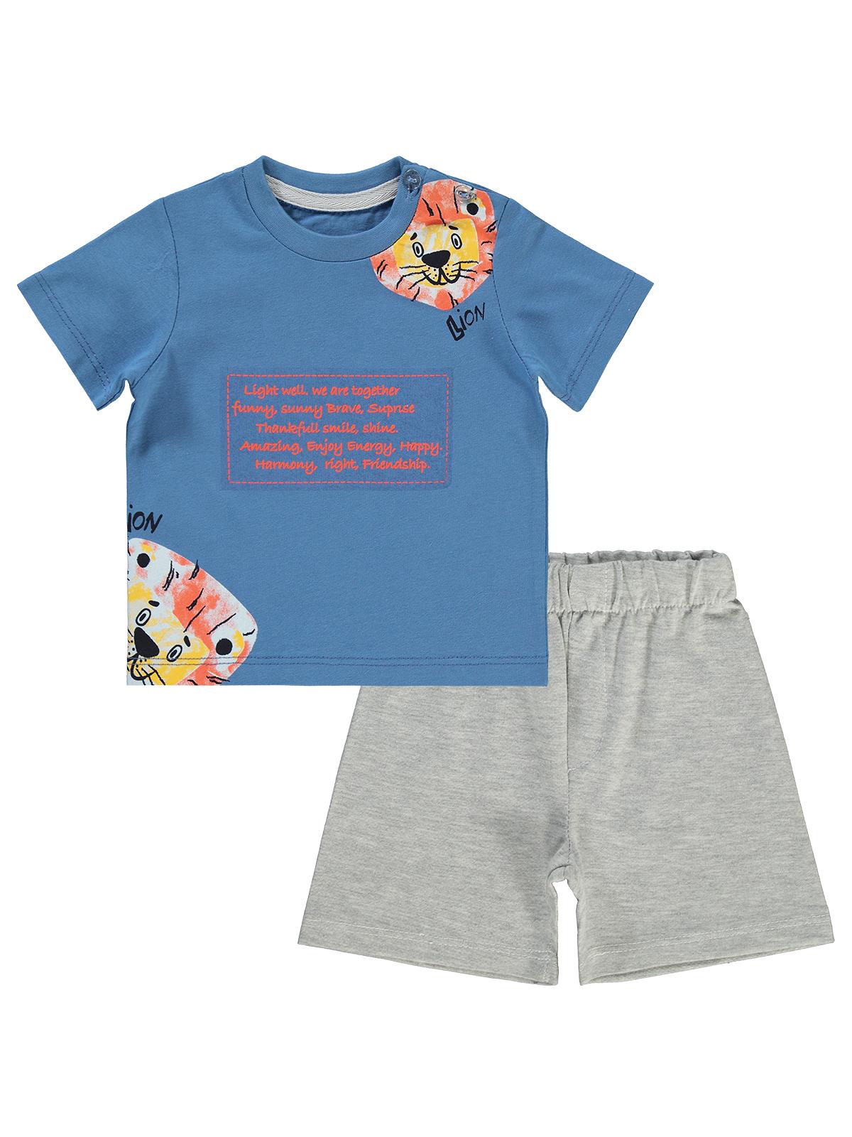 Kumru Lion Aslan Baskılı 6-18 Ay Takım - Mavi