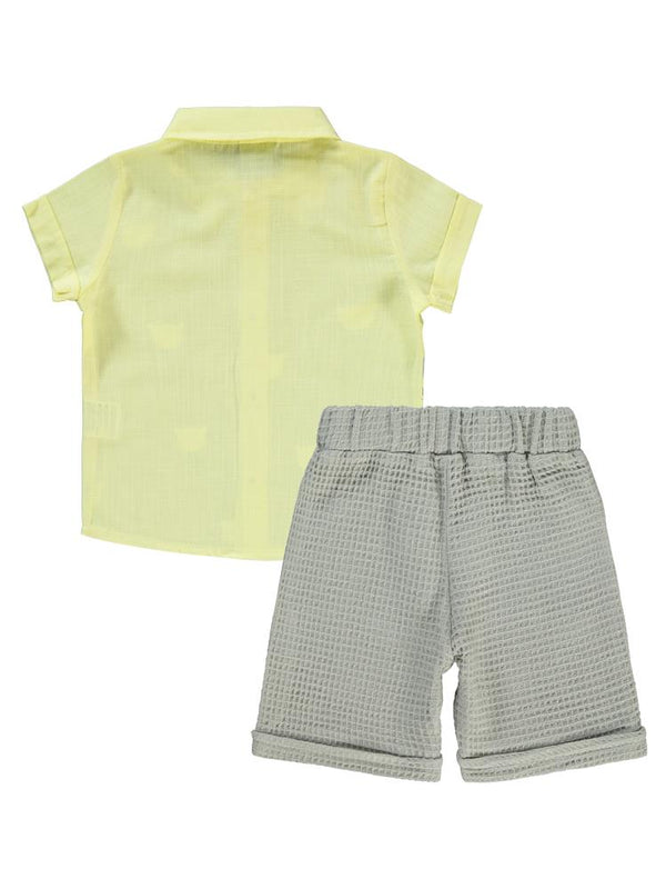 Kumru Little Wild One Baskılı Papyonlu 6-18 Ay Takım - Sarı