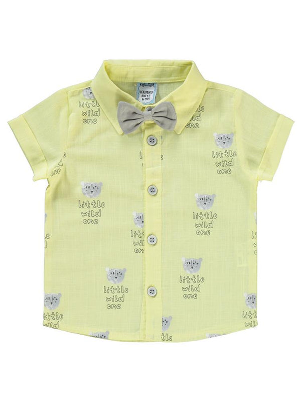 Kumru Little Wild One Baskılı Papyonlu 6-18 Ay Takım - Sarı