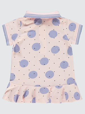 Kumru Puantiye Nokta Baskılı 6-18 Ay Elbise - Pembe