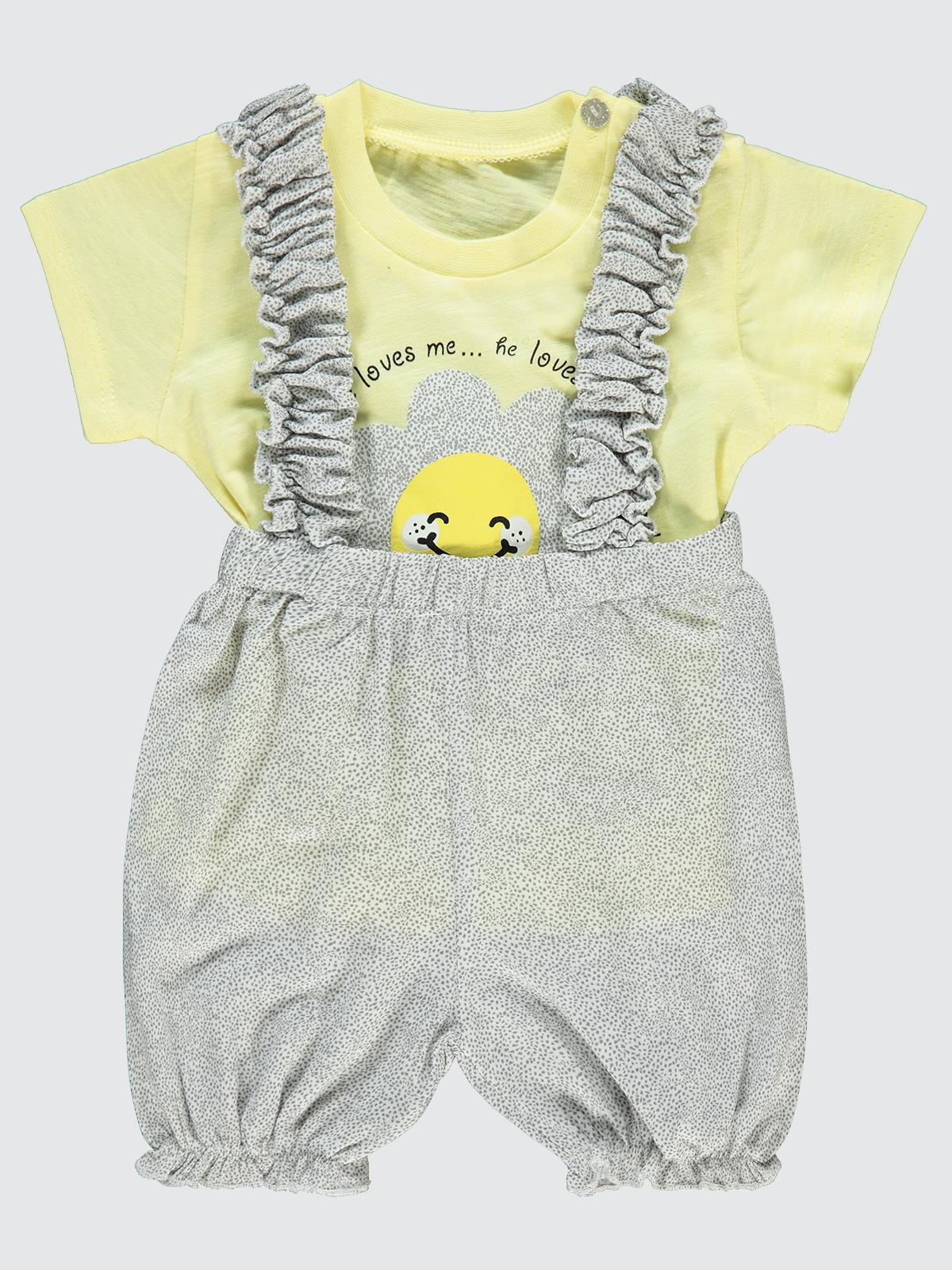 Kumru Askılı Gülen Yüz Çiçek 6-18 Ay Takım - Sarı