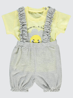 Kumru Askılı Gülen Yüz Çiçek 6-18 Ay Takım - Sarı