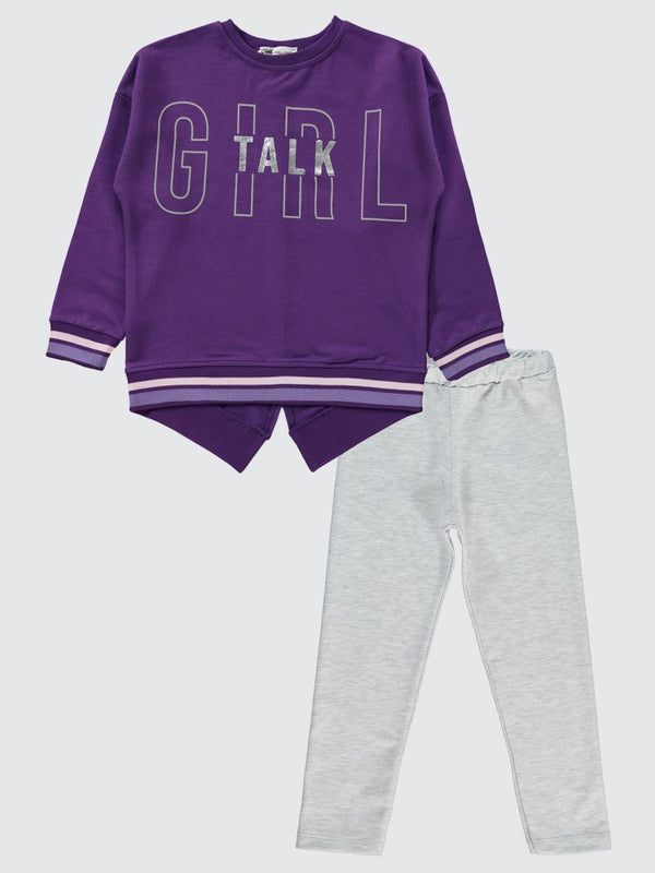Civil Girls Talk Baskılı 6-9 Yaş Takım - Lila