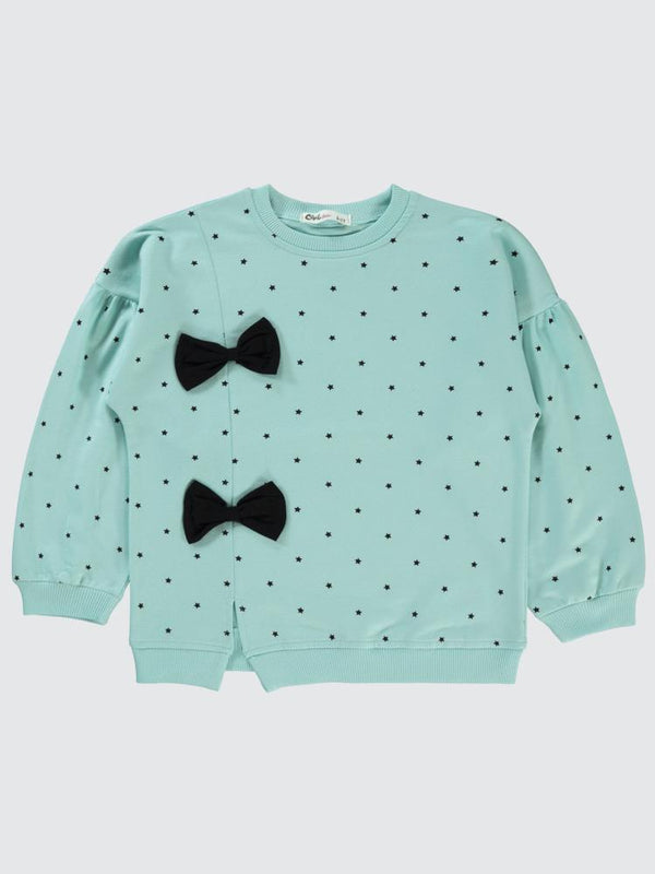 Civil Girls Mobil Fiyonklu 6-9 Yaş Sweatshirt - Mavi