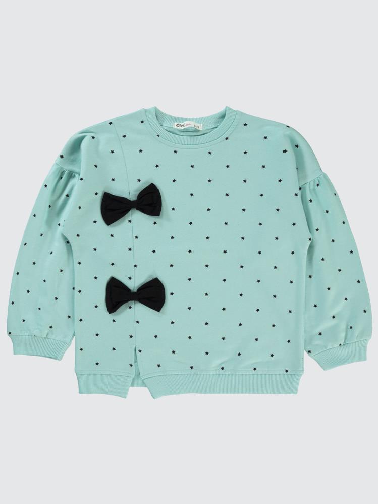 Civil Girls Mobil Fiyonklu 6-9 Yaş Sweatshirt - Mavi