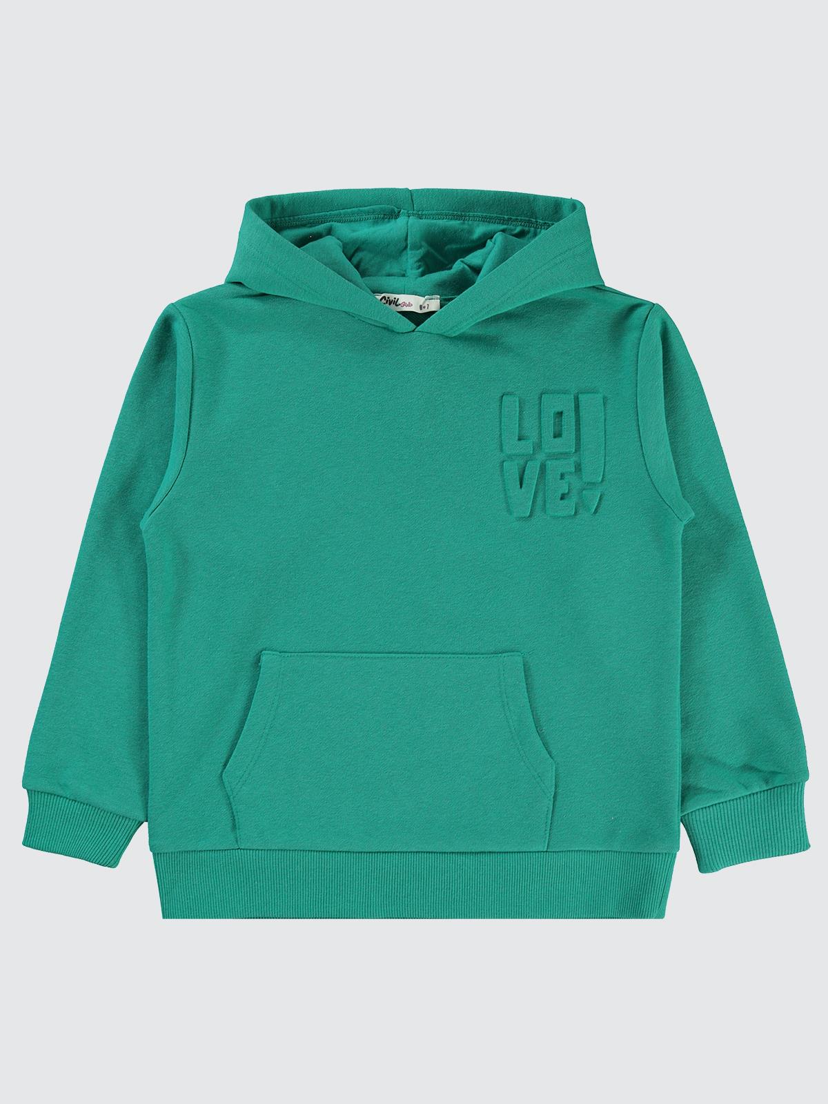 Civil Girls Kanguru Cepli 10-13 Yaş Sweatshirt - Yeşil