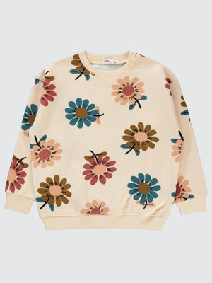Civil Girls Çiçek Empirme 10-13 Yaş Sweatshirt - Siyah