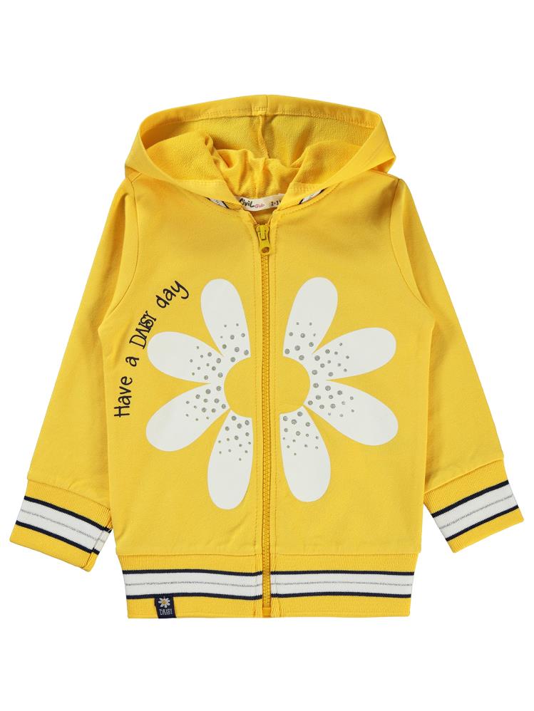 Civil Girls Papatya Baskılı 2-5 Yaş Hırka - Sarı