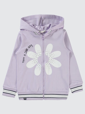 Civil Girls Papatya Baskılı 6-9 Yaş Hırka - Lila