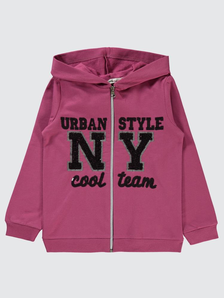 Civil Girls NY Nakışlı 10-13 Yaş Hırka - Fusya