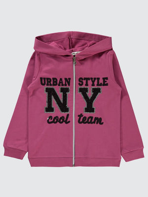 Civil Girls NY Nakışlı 10-13 Yaş Hırka - Fusya