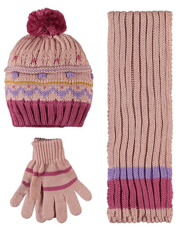 Civil Girls 6-9 Yaş Atkı Bere Eldiven Set - Pembe