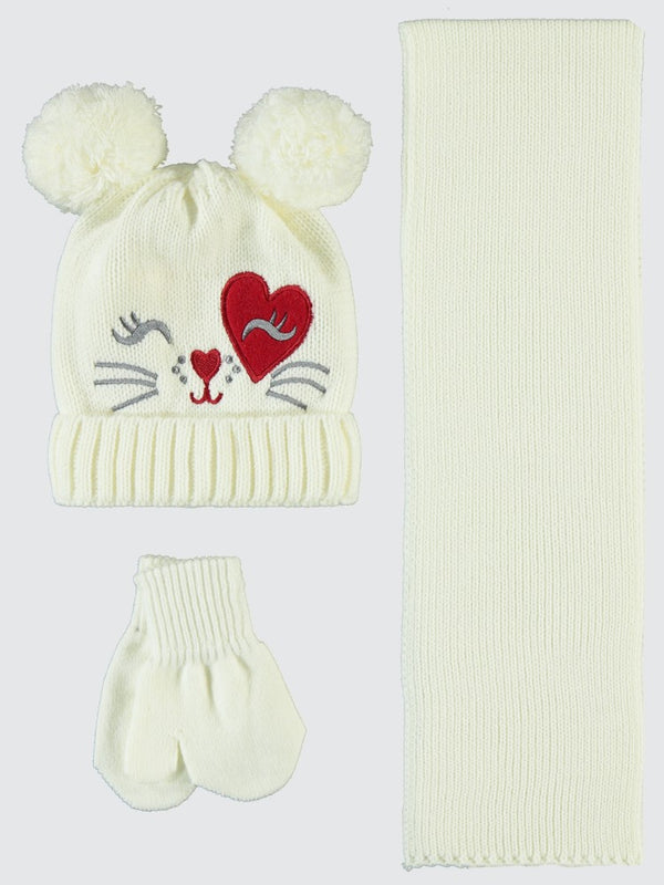 Civil Baby 6-24 Ay Atkı Bere Eldiven Set - Ekru