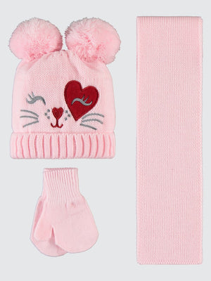 Civil Baby 6-24 Ay Atkı Bere Eldiven Set - Pembe