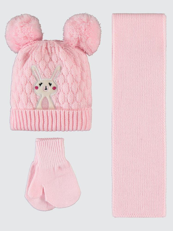 Civil Baby 6-24 Ay Atkı Bere Eldiven Set - Pembe