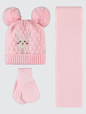 Civil Baby 6-24 Ay Atkı Bere Eldiven Set - Pembe