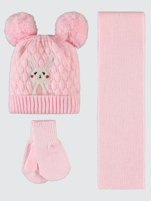 Civil Baby 6-24 Ay Atkı Bere Eldiven Set - Pembe