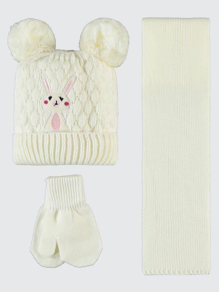 Civil Baby 6-24 Ay Atkı Bere Eldiven Set - Ekru